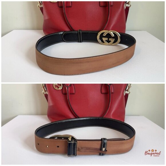 Authentic Gucci Black Leather Gold Double G Buckle Belt 80/32 main image 7